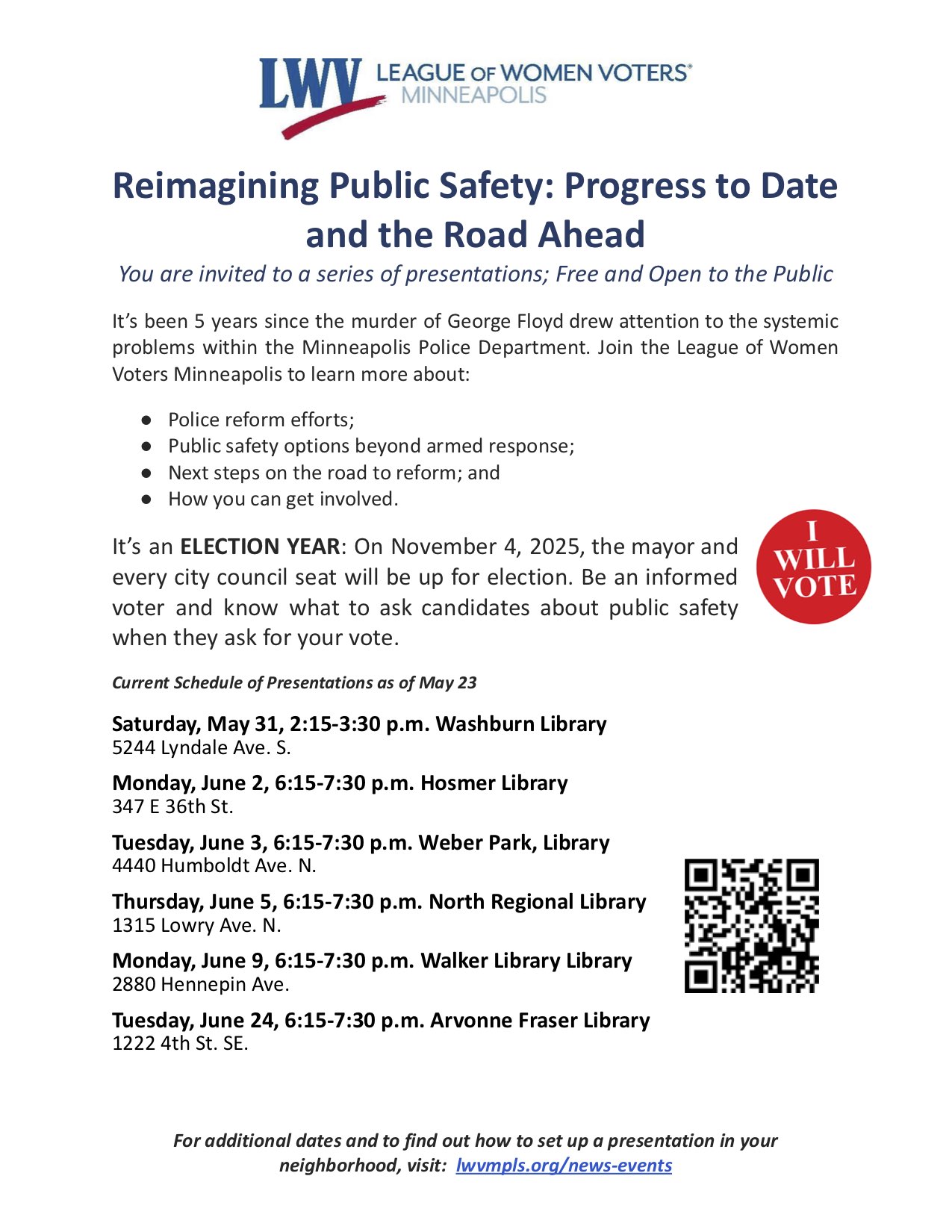 LWV Mpls Library presentation flyer 5.23.25